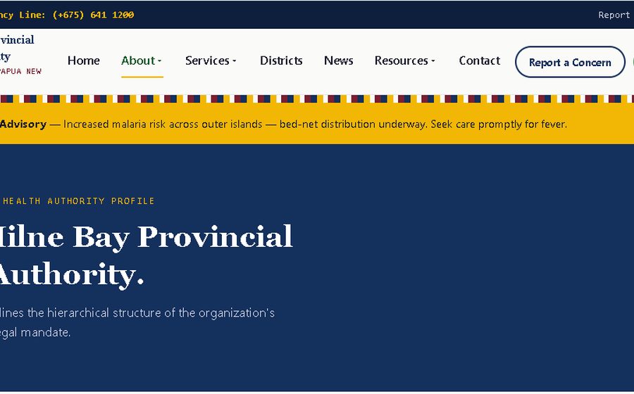 Milne Bay Provincial Health Authority website